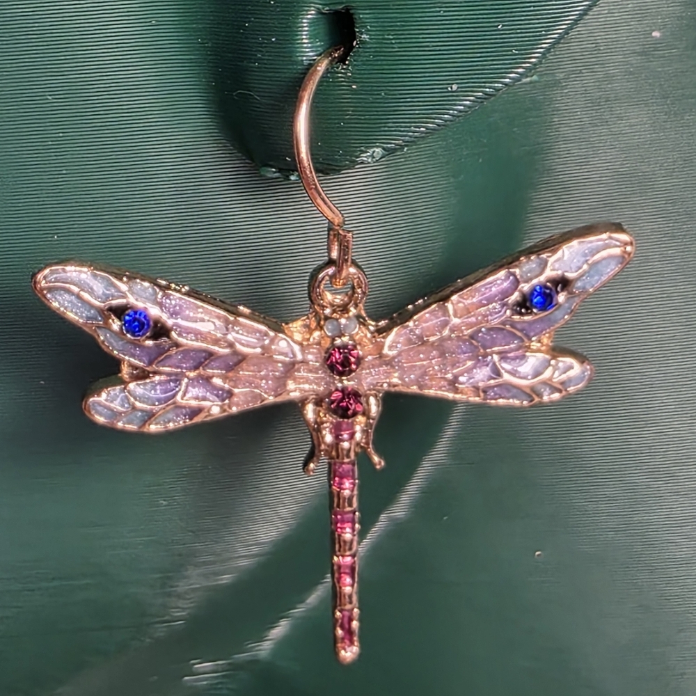 Gold Dragonfly Crystal Nouvelle Art Deco Dangle Earrings By Stauer Jewelry - Picture 3 of 6